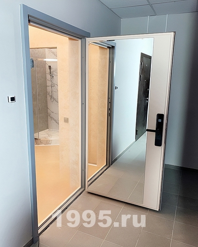 Дверь с электронным замком и зеркалом Дверь с электронным замком и зеркалом