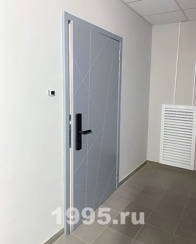 Дверь с электронным замком и зеркалом Дверь с электронным замком и зеркалом