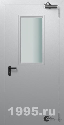 Однопольная противопожарная дверь со стеклом